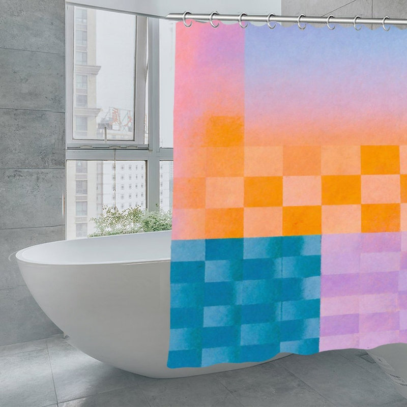 Rideaux de douche à carreaux pastel, l 71 po x 71 po