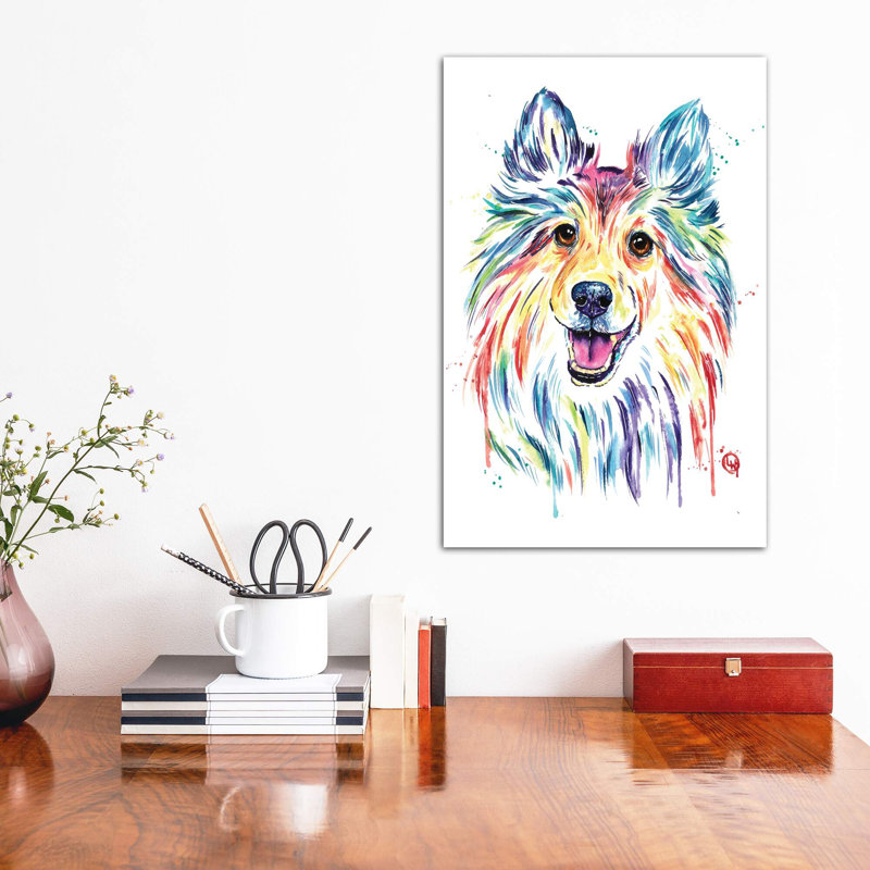 Sheltie de Lisa Whitehouse-impression d’art graphique, Pas de tapis, Toile tendue, H 12 po x l 8 po x P 0,75 po