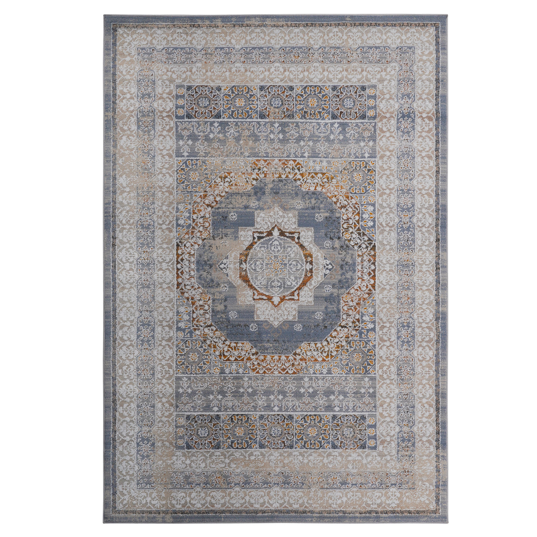 Study With Red Rug Red Barrel Studio® Loom & 5x7 Blue/ Medallion Home Rug Mat - Non ...