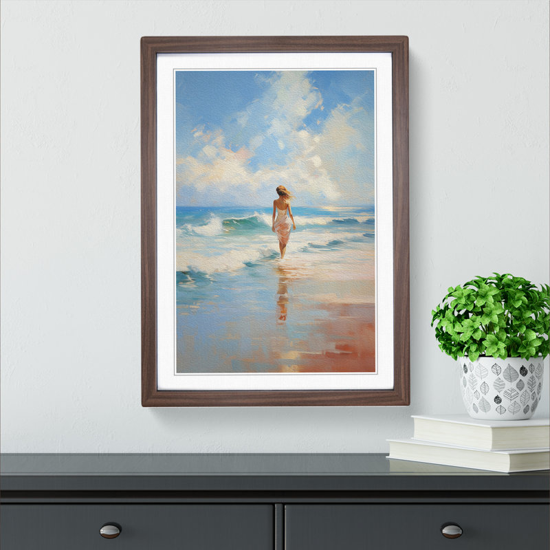 Single Picture Frame Print on Wood, 64cm H x 46cm W, Walnut Framed