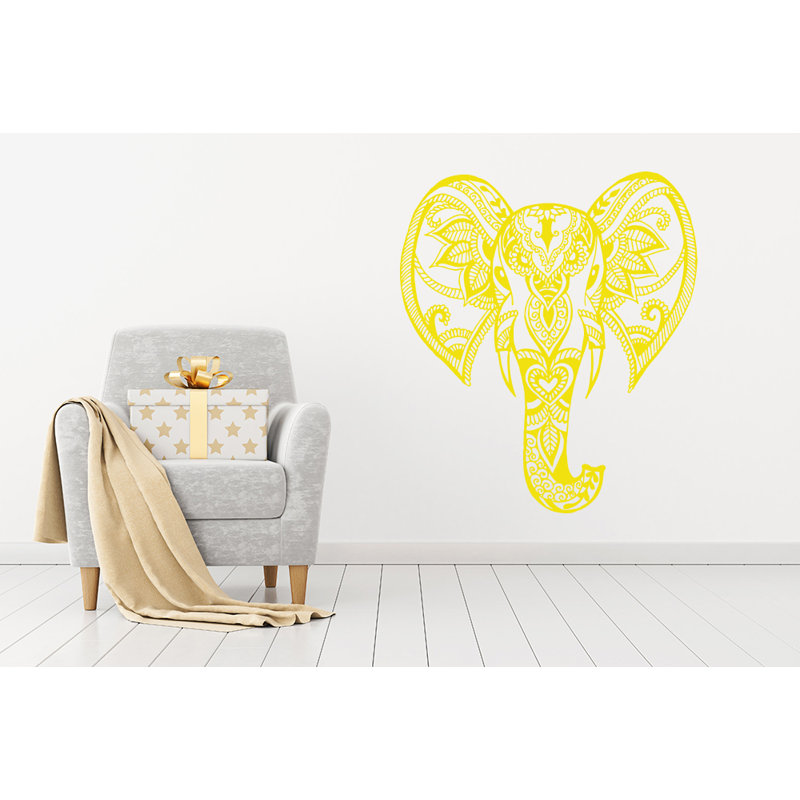 Décalcomanie murale éléphant mehndi Yatton, Jaune