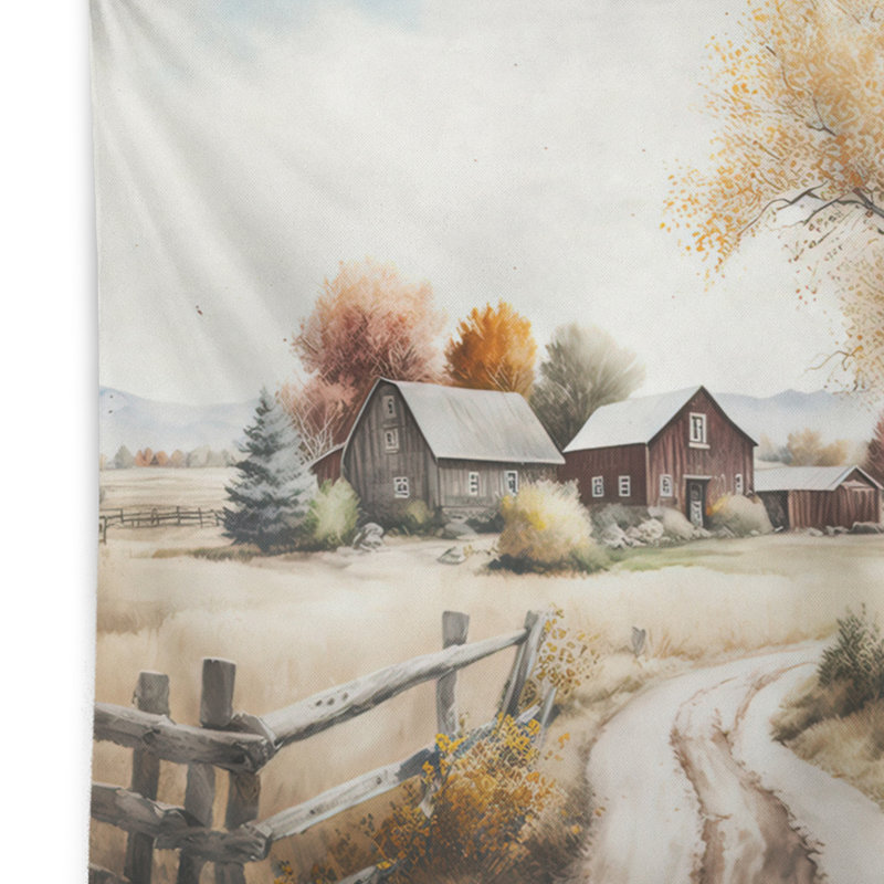 Beautiful Barn In Spring VI Polyester Tapestry, 32" H x 39" W