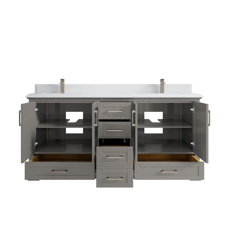 Ensemble de meuble-lavabo double 72 po Esin, Blanc