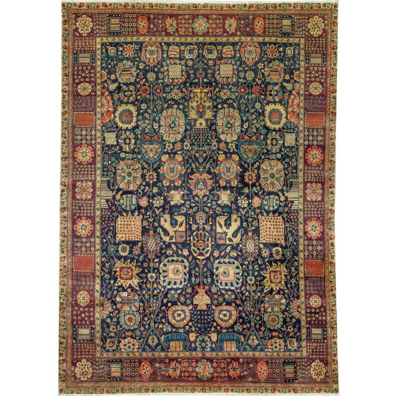 Magnolia Wool Oriental Area Rug in Blue/Brown
