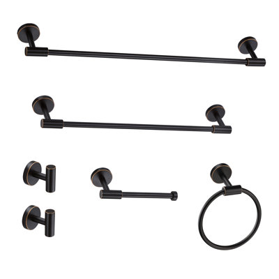 6 Piece Bathroom Accessories Set, Wall Mount Aluminium and Stainless Bathroom Hardware, Brushed Nickle