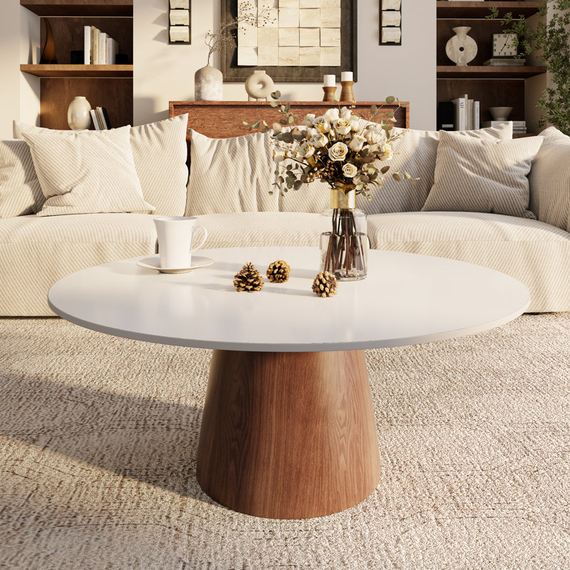 Table basse Mid-Century, H 17,44 po x L 35,43 po x l 35,43 po, Brun, Noir