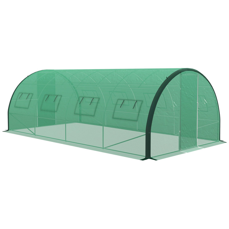 Outsunny 6 x 3(m) Walk-in Polytunnel Greenhouse Upgraded Structure Green
