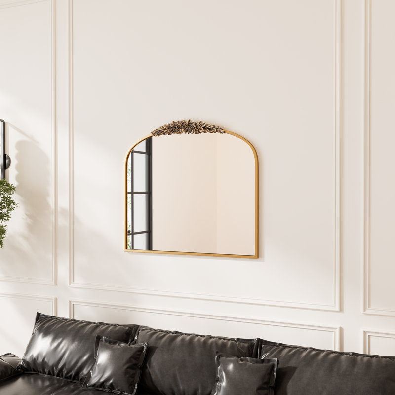 Miroir arqué embossé, Bronze, 42 po x 36 po