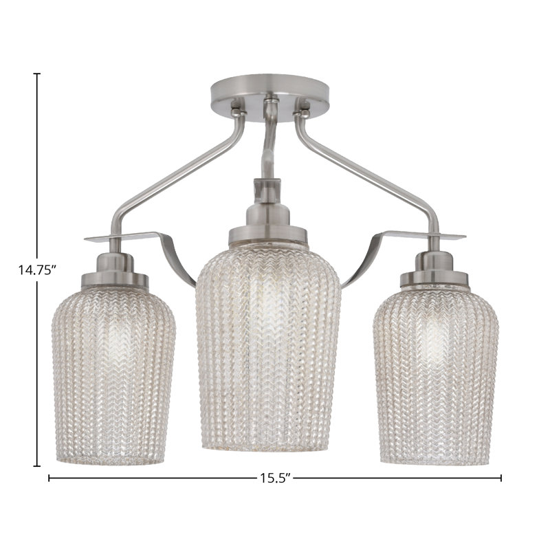 Plafonnier semi-encastré 3 lumières Odyssey, Nickel brossé