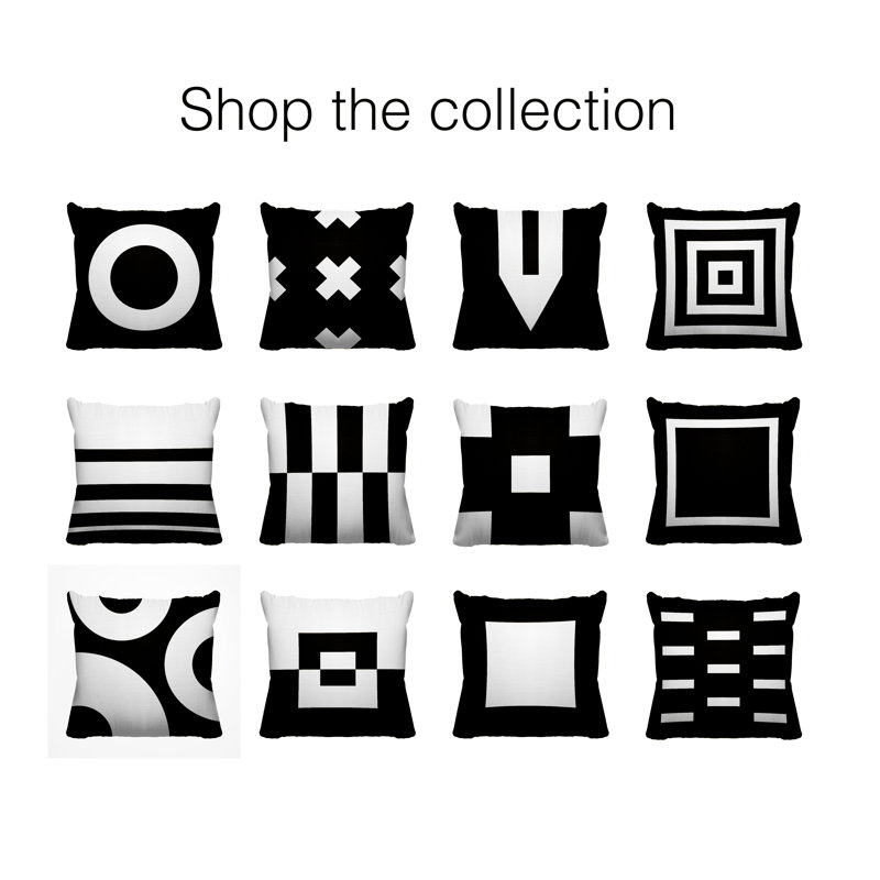 Housse et insert de coussin extérieur Luella, 16 po x 16 po, Noir