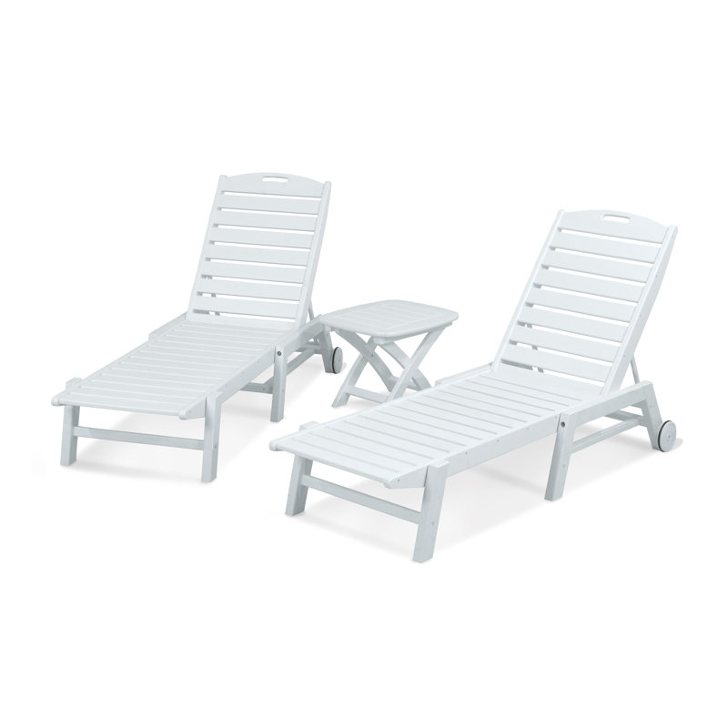 POLYWOOD Nautical 3-Piece Chaise Set, White