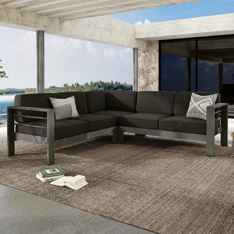 Ensemble de canapé modulaire d'extérieur en aluminium en forme de V