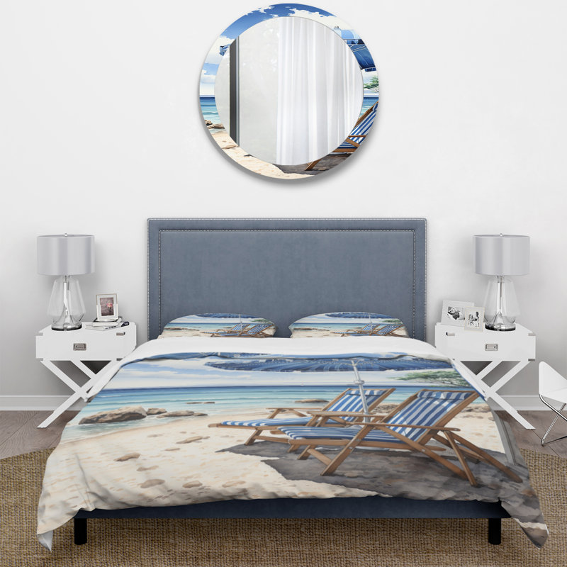 Ensemble de housse de couette en microfibre / polyester Beach Sandy Escape Pointillism I