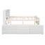 Lit plateforme double avec tête de lit, ports USB, 3 tiroirs et lit gigogne simple, blanc-168542386-168542387