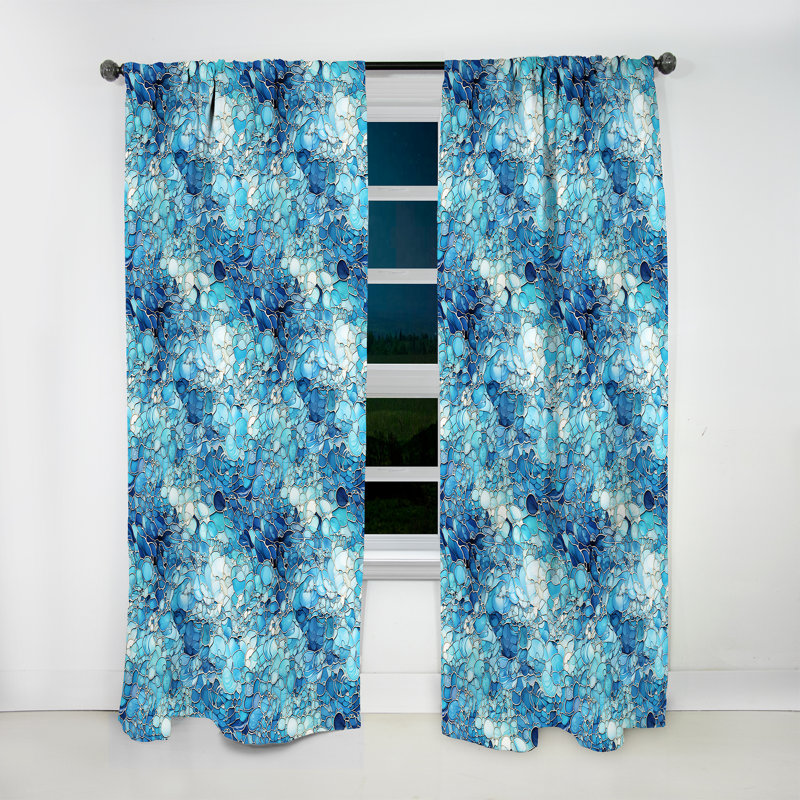 Océan bleu mosaïque turquoise I - Rideau tropical - Velours obscurcissant - 1 panneau, L 52 po x L 90 po