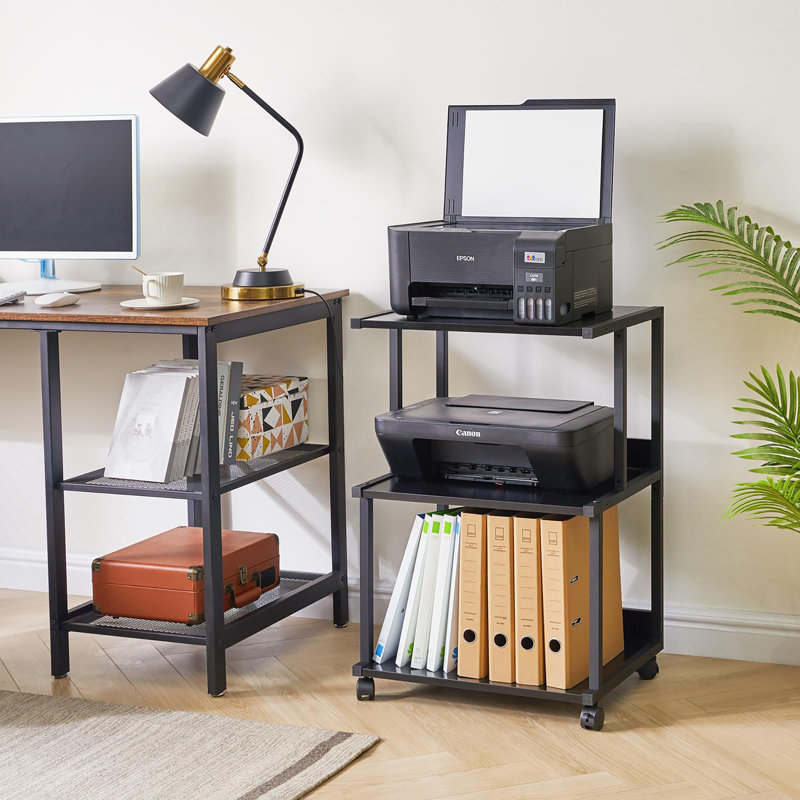 75cm H x 50cm W Printer Stand with Wheels, Black