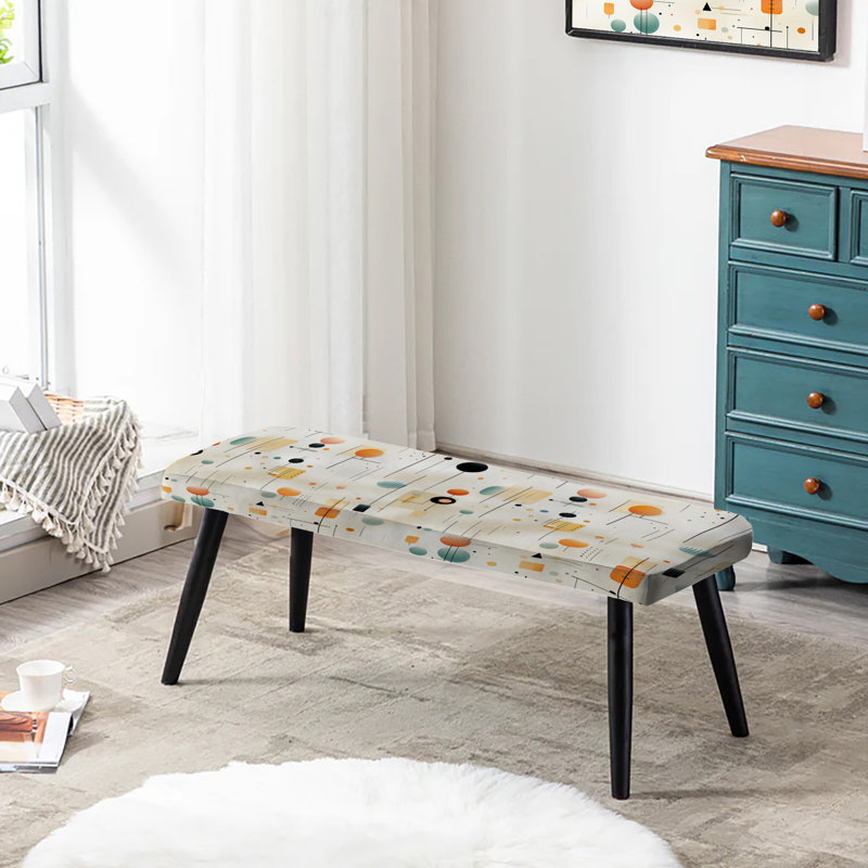 Minimalisme avec motif de fougères beiges - Banc rembourré géométrique noir