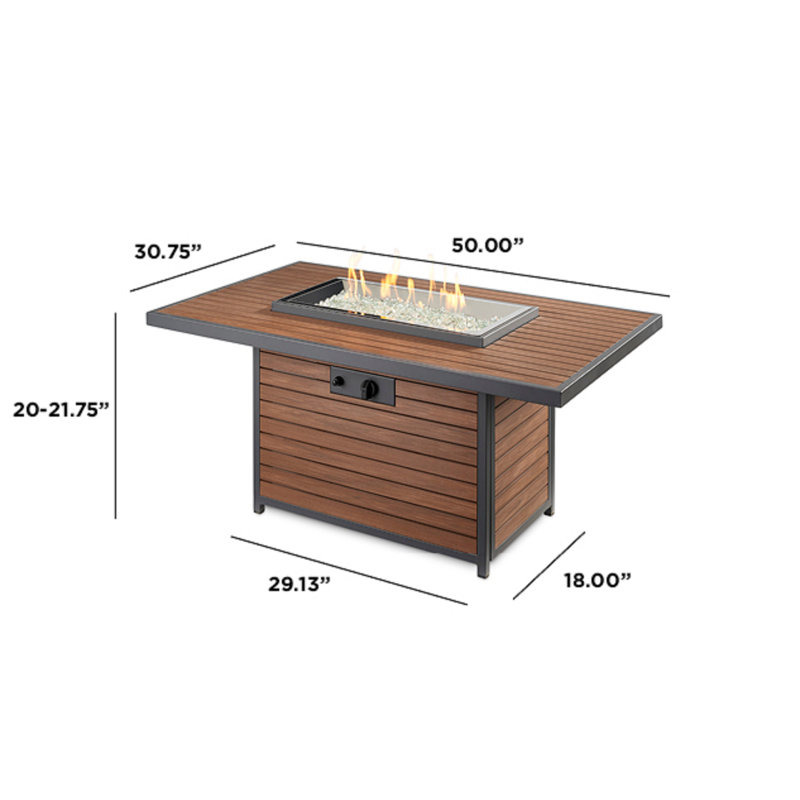 Kenwood Rectangle Polyresin Smokeless Fire Pit Table with Hidden Fuel Tank