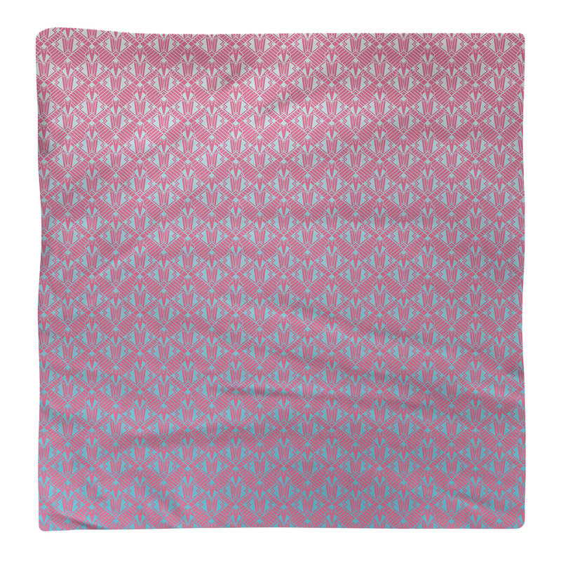 Serviette de coton art déco classic, Rose / Bleu, H 0,1 po x l 10 po x P 10 po, Sergé de coton