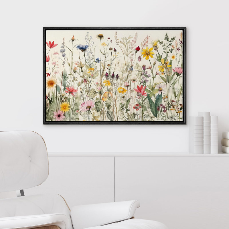 «Wildflowers Prints Minimalist» sur, H 16 po x l 24 po, Cadre noir