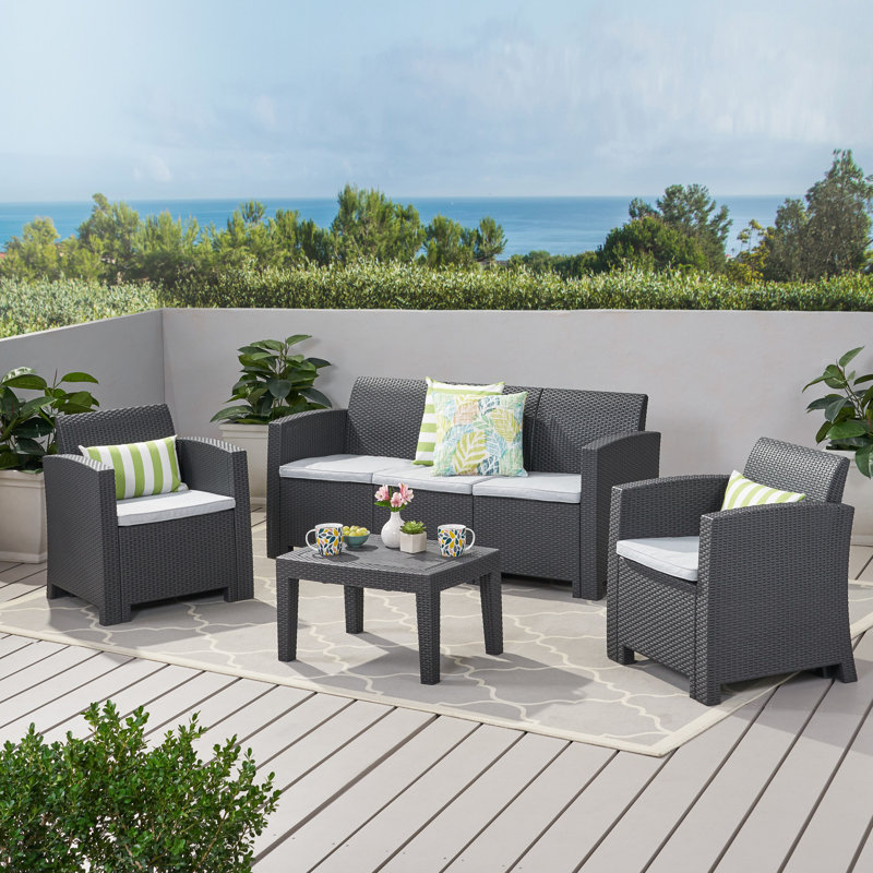 Bartz 5 - Person Patio Conversation Set with Cushions, Charcoal