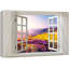 «Glimpse Into Mountain Valley Landscape In Spring Open Window» sur toile-98449091