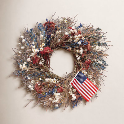 Preserved Patriotic Twigs and American Flag Wreath