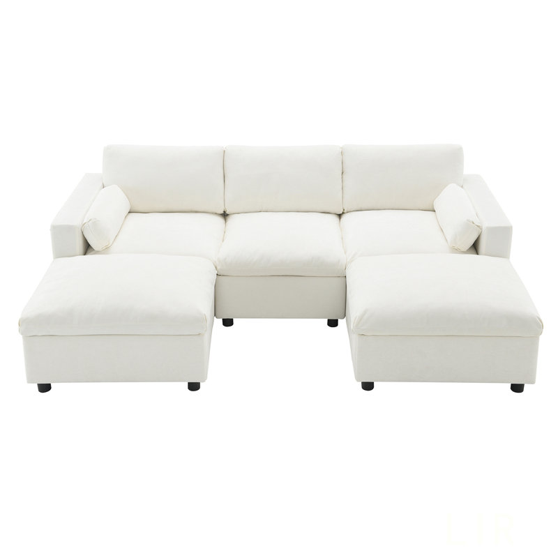 Canapé modulaire 86,5 po Chenille, Blanc