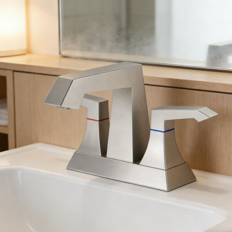 Robinet de salle de bain robuste à 2 poignées avec drain et trousses d'alimentation, robinet de lavabo de style moderne à fixation sur le comptoir, nickel brossé 4001-NP
