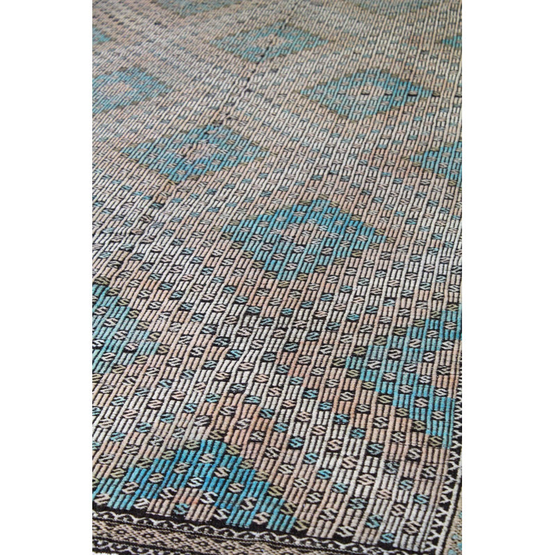 Tapis unique turquoise / brun clair / brun / ivoire 6 pi x 11 pi 6 po Jijim