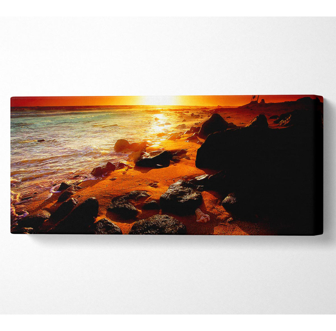 Caramel Sun Blaze Ocean - Canvas Kunstdrucke auf Leinwand