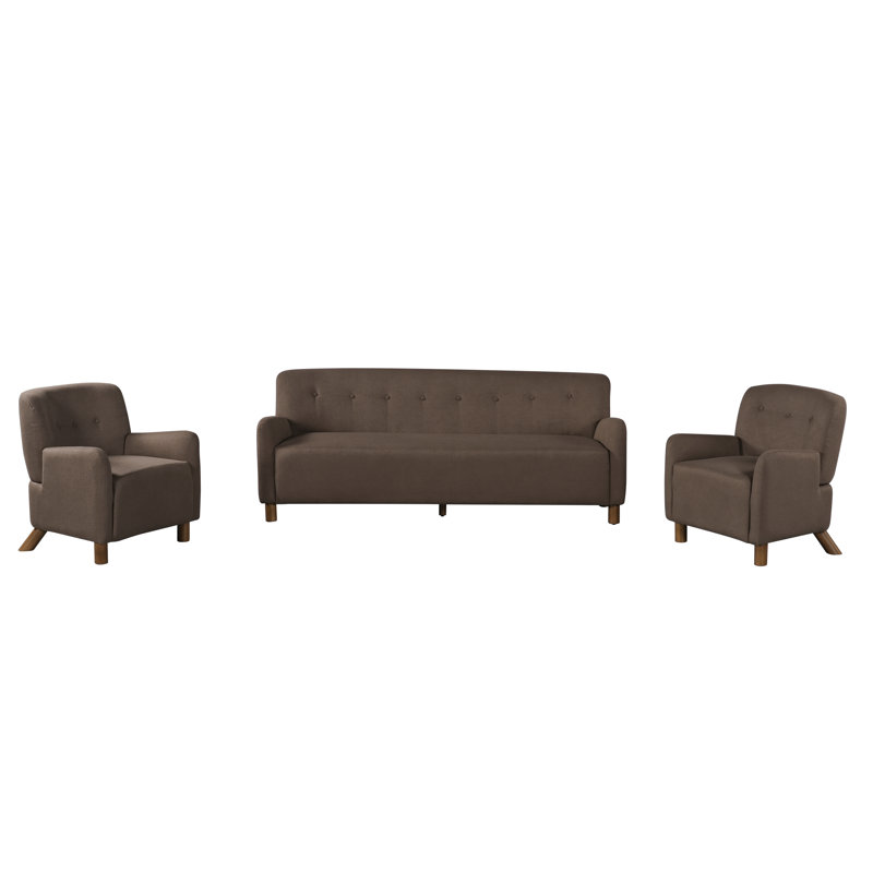 Ensemble de canapé et fauteuils capitonnés 3 pièces Hearthline pour petit espace, Brun