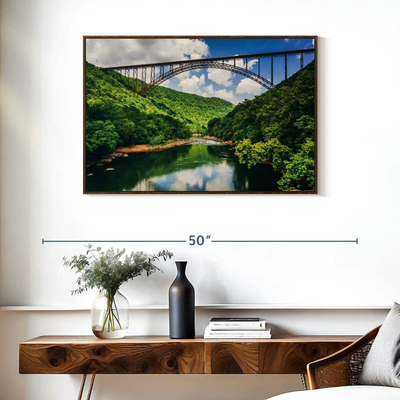 Pont New River Gorge, 37 po x 25 po, Cadre flottant noyer
