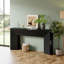 Modern 63-Inch Wooden Console Table, Black, With Built-In Storage, Suitable For Living Room.