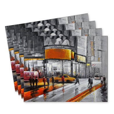 Circulation in Times Square Polyester Mindaugas Set of 4 Decor