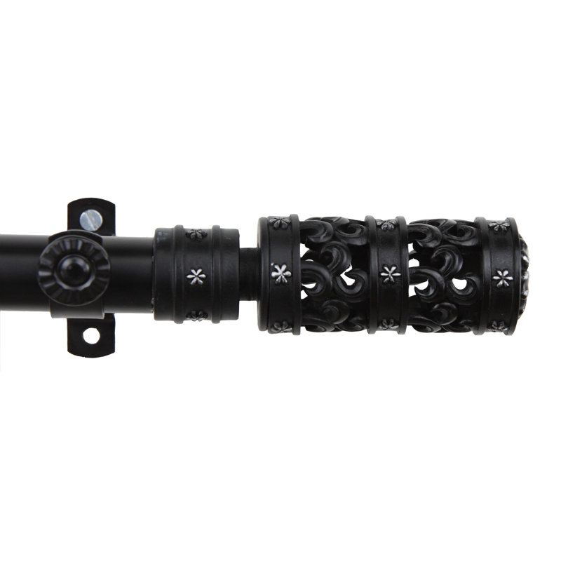 Tringle à rideaux simple ajustable pour fenêtre en baie 0,81 po Yoselin, Noir, 28 po à 48 po (chaque côté)