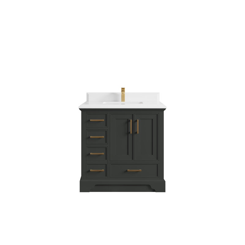 Ensemble de meuble-lavabo simple 36 po Jhamya, Blanc