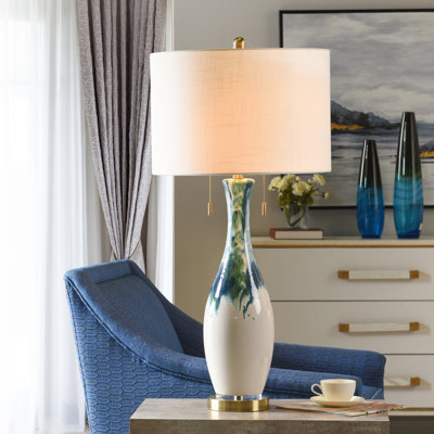 Ceramic Table Lamp - Ceramic Wave - White Shade