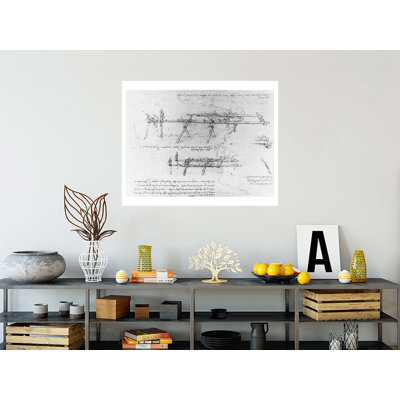 Construction of a Scaffolding Bridge fol. 16v-a from the Codex Atlanticus 1478-1519 (pen &amp; ink on paper) by Leonardo da Vinci - Giclee Print