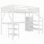 Lit mezzanine en métal avec armoire, bureau en L, port USB et éclairage DEL-1390572396