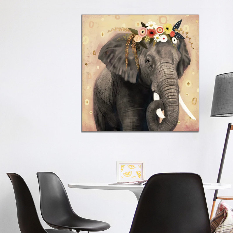 Klimt Elephant I 1 Piece Wrapped Canvas Wall Art, 93.98 cm H x 93.98 cm W