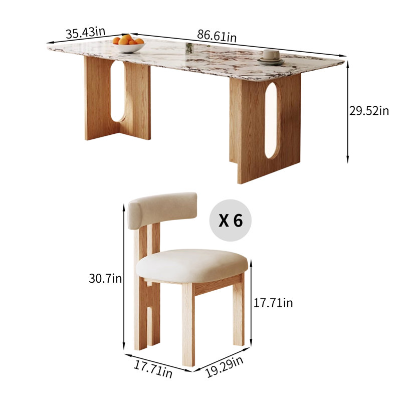 Rectangular Modern Faux Marble Dining Table Set
