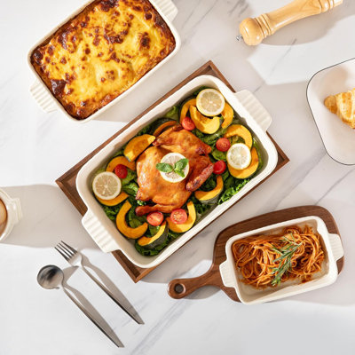 Ensemble de plats de cuisson en céramique, plat de cuisson pour brownies, plats à gratin en porcelaine rayés
