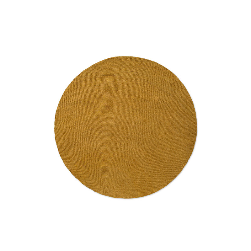 Hand Tufted Wool Area Rug in Ochre, Round 4'11"