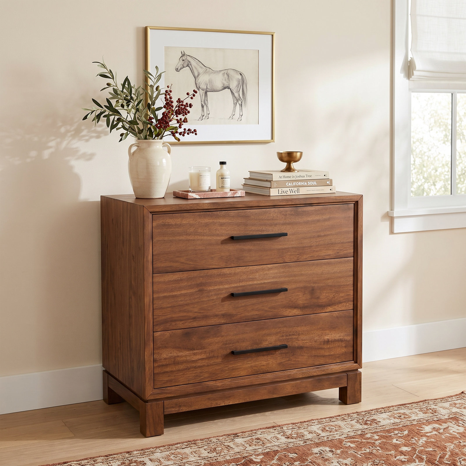 Wrightia 36" Mahogany Dresser, Honey Maple