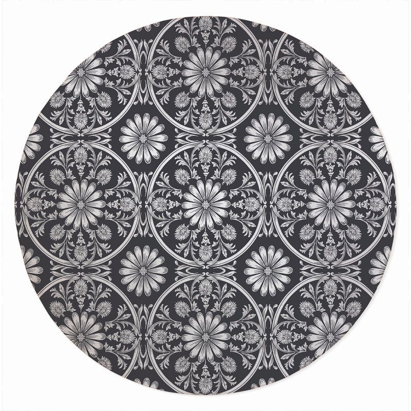 Daisy Tile Outdoor Area Rug, Round 5'