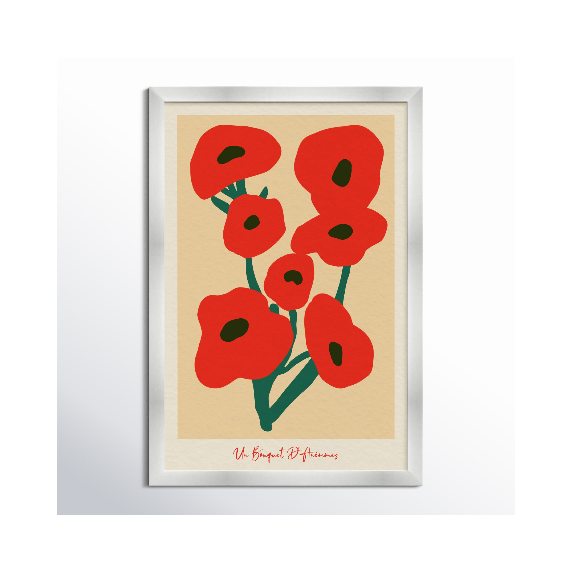 Modern Red Flower Bouquet by Oliver Gal, Silver, 17" H x 12" W