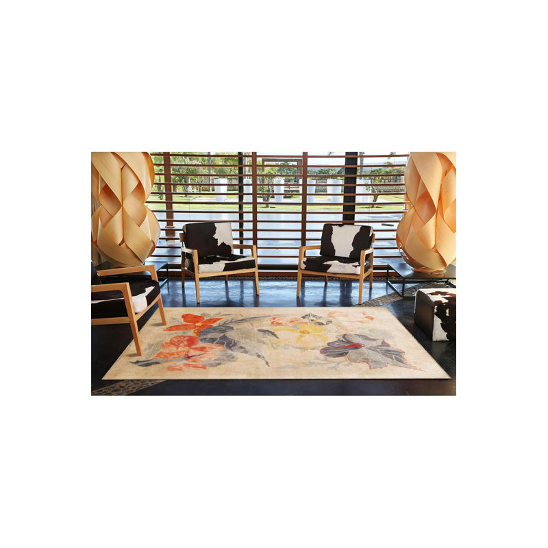 Tapis abstrait lavable à la machine Creative Floral, Carré 3 pi 3 po