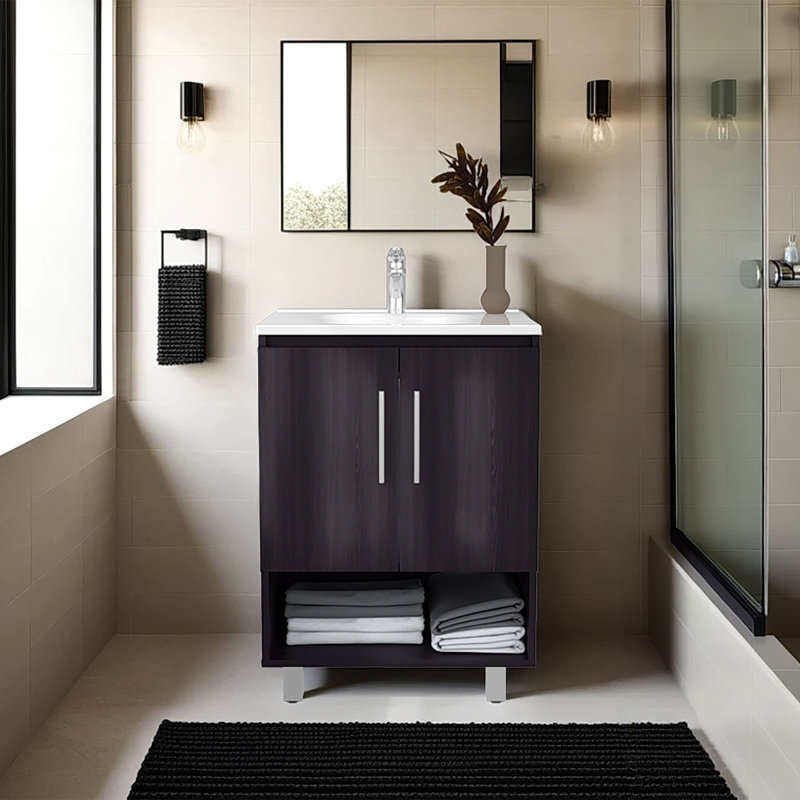 Meuble-lavabo autoportant avec portes doubles
