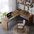 Walnut L-Shaped Solid Wood desk-108679192-108679195